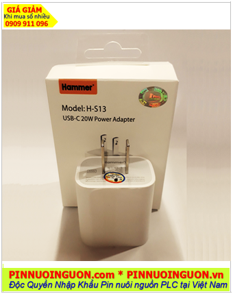 Hammer H-S13, Củ sạc Hammer H-S13 (loại USB-C 20W Power Adaptor) chính hãng /Bảo hành 03 tháng